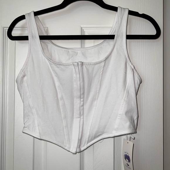 White Corset Crop Top, Size L, NWT - Picture 3 of 5